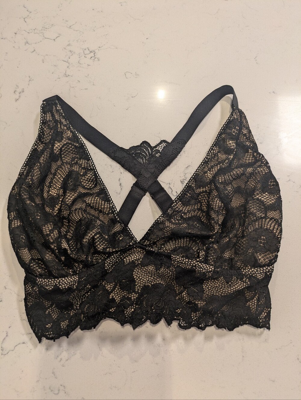 Asos Longline Lace Bralette with Crisscross Back - Black 36GG/36J